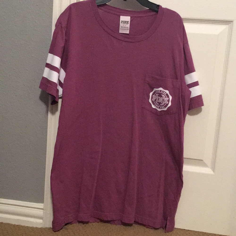 Purple/Pink colored PINK brand campus short sleeve